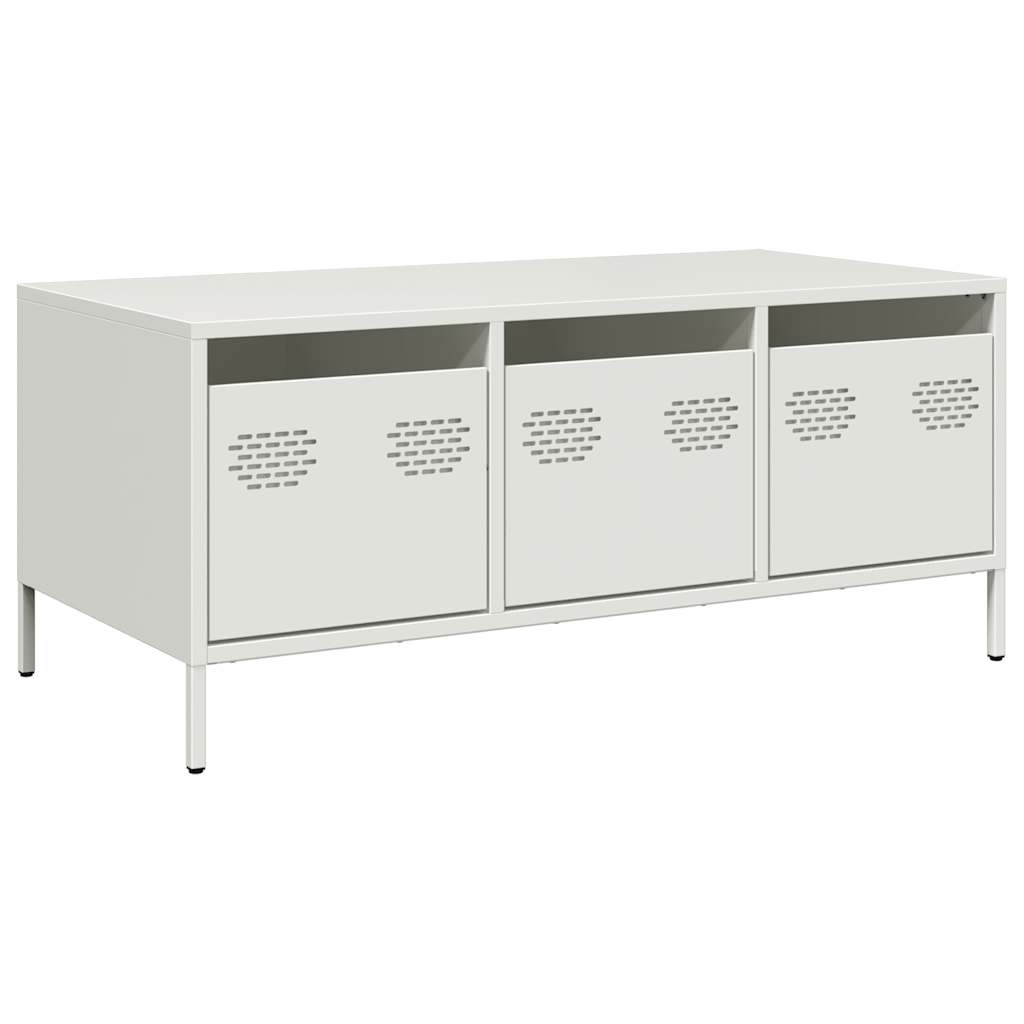 Tavolino Bianco 101,5x50x43,5 cm in Acciaio Laminato a Freddo | homemem39