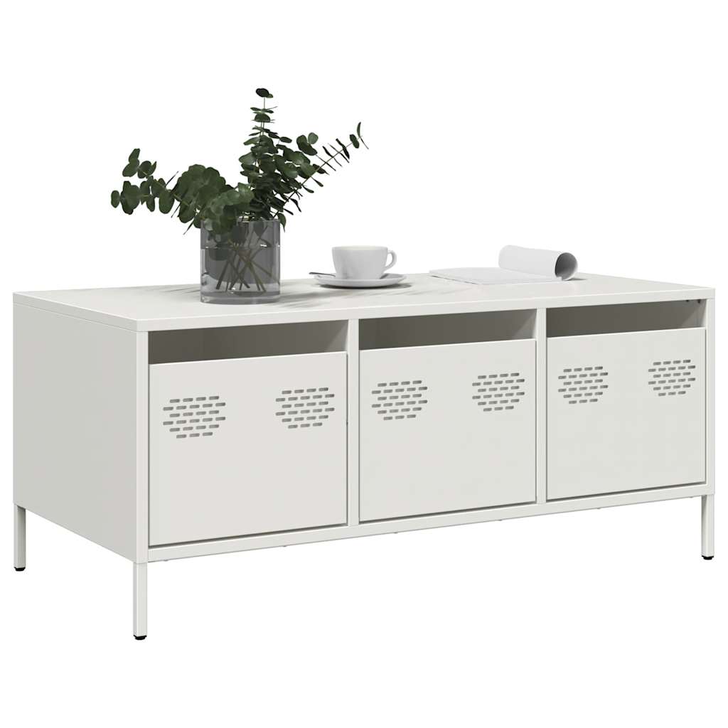 Tavolino Bianco 101,5x50x43,5 cm in Acciaio Laminato a Freddo | homemem39