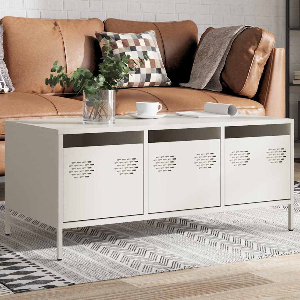 Tavolino Bianco 101,5x50x43,5 cm in Acciaio Laminato a Freddo | homemem39