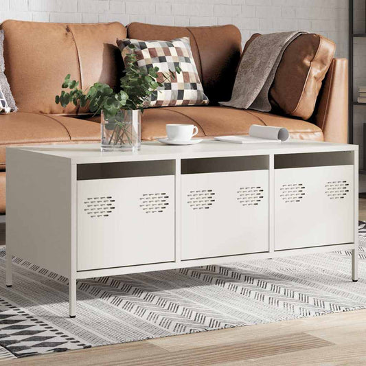 Tavolino Bianco 101,5x50x43,5 cm in Acciaio Laminato a Freddo | homemem39