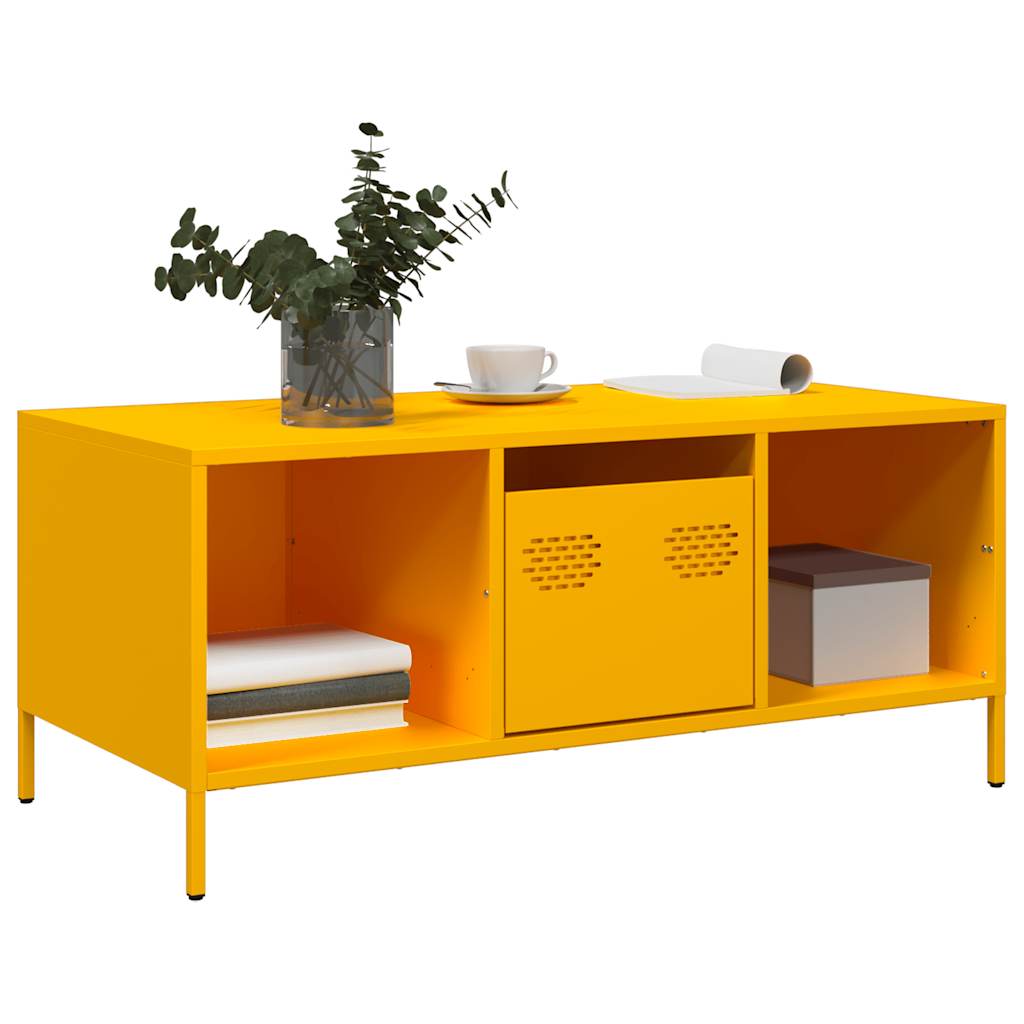 Tavolino Giallo 101,5x50x43,5 cm Acciaio Laminato a Freddo | homemem39