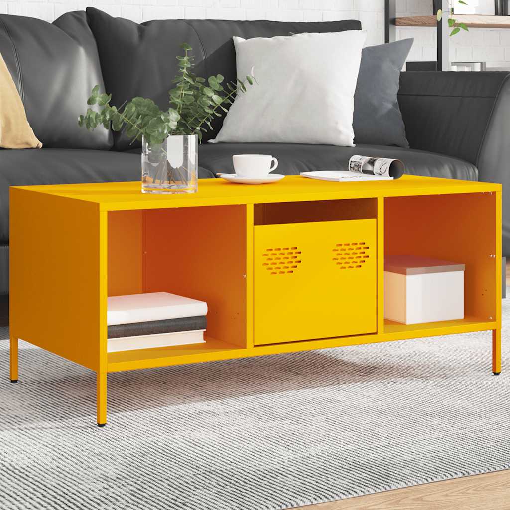 Tavolino Giallo 101,5x50x43,5 cm Acciaio Laminato a Freddo | homemem39