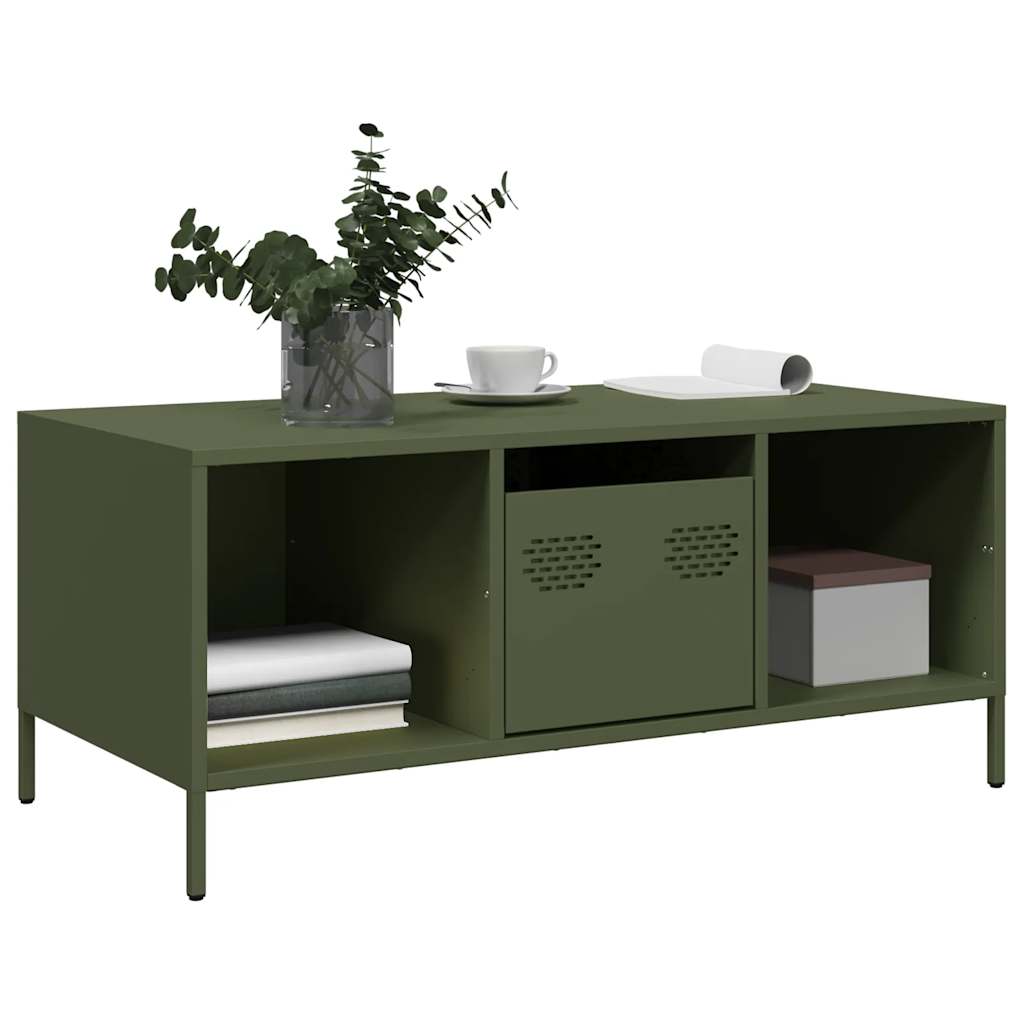 Tavolino Verde Oliva 101,5x50x43,5 cm Acciaio Laminato a Freddo | homemem39