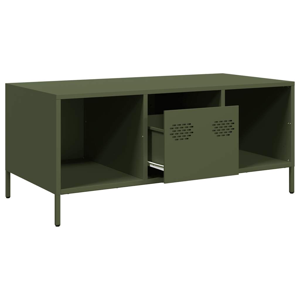 Tavolino Verde Oliva 101,5x50x43,5 cm Acciaio Laminato a Freddo | homemem39