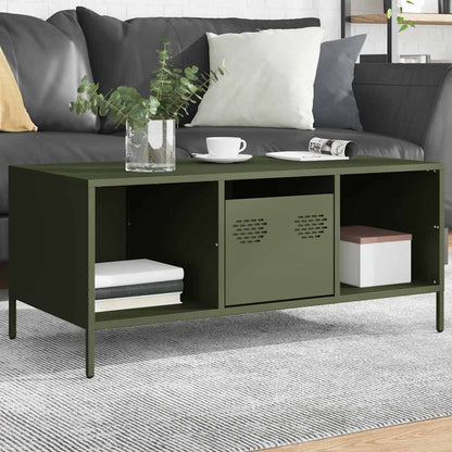 Tavolino Verde Oliva 101,5x50x43,5 cm Acciaio Laminato a Freddo | homemem39
