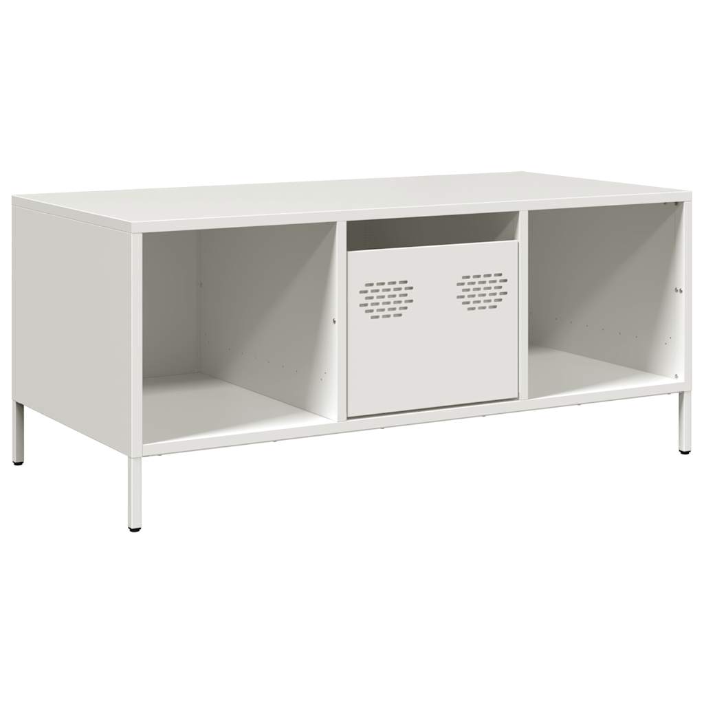 Tavolino Bianco 101,5x50x43,5 cm in Acciaio Laminato a Freddo | homemem39