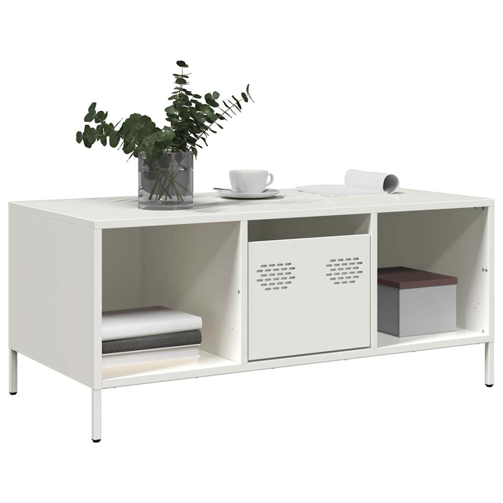 Tavolino Bianco 101,5x50x43,5 cm in Acciaio Laminato a Freddo | homemem39