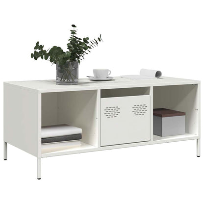 Tavolino Bianco 101,5x50x43,5 cm in Acciaio Laminato a Freddo | homemem39