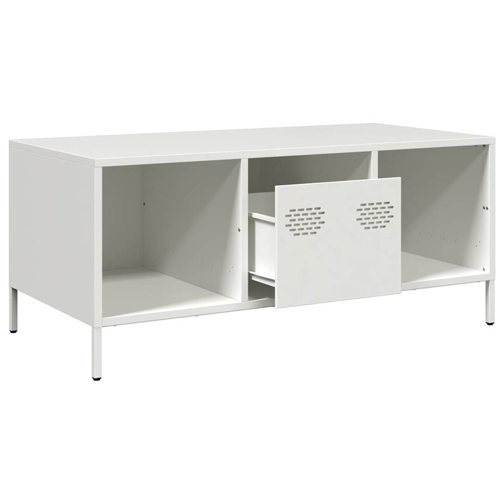 Tavolino Bianco 101,5x50x43,5 cm in Acciaio Laminato a Freddo | homemem39
