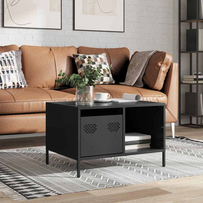 Tavolino Nero 68,5x50x43,5 cm in Acciaio Laminato a Freddo
