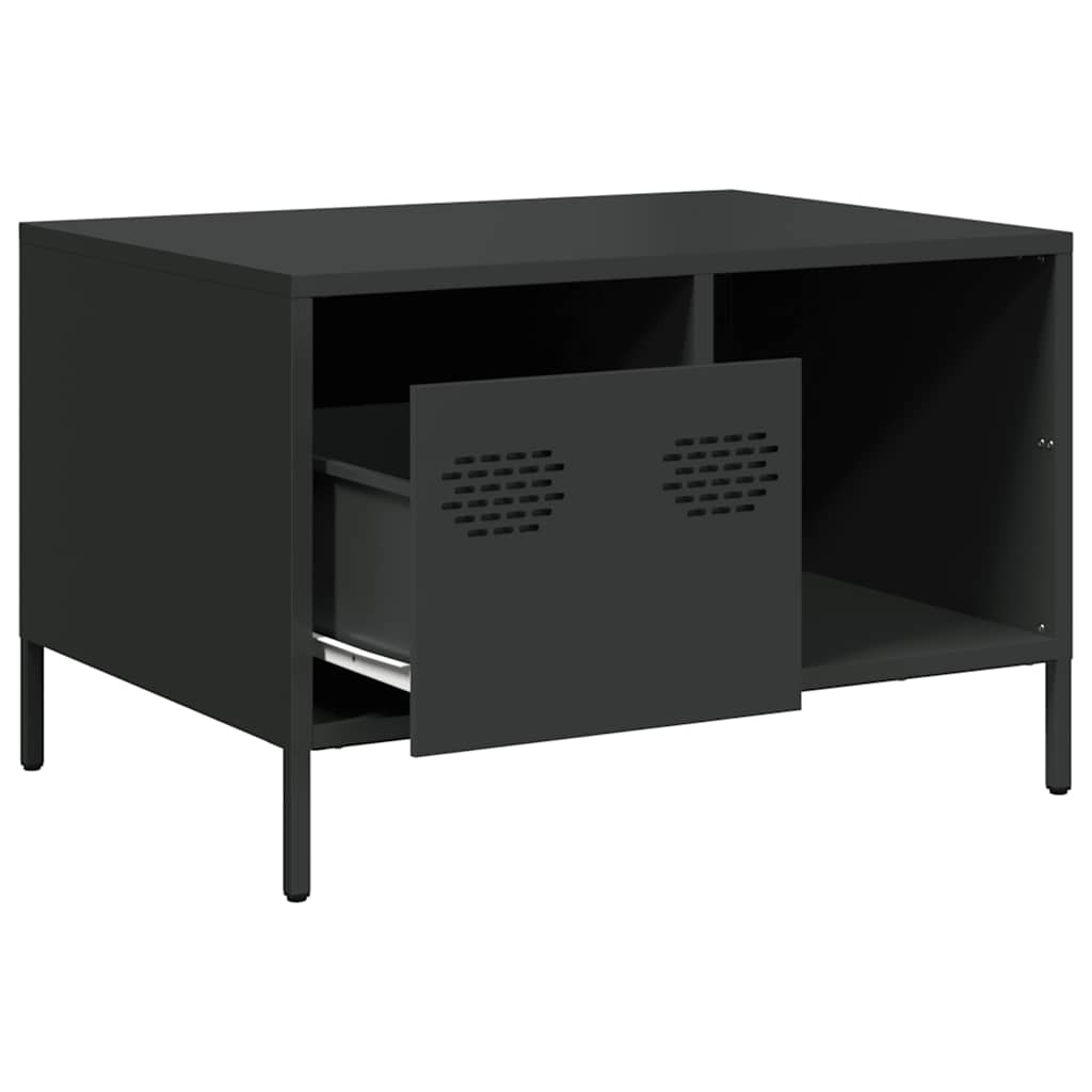 Tavolino Nero 68,5x50x43,5 cm in Acciaio Laminato a Freddo