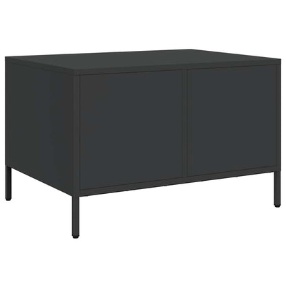 Tavolino Nero 68,5x50x43,5 cm in Acciaio Laminato a Freddo