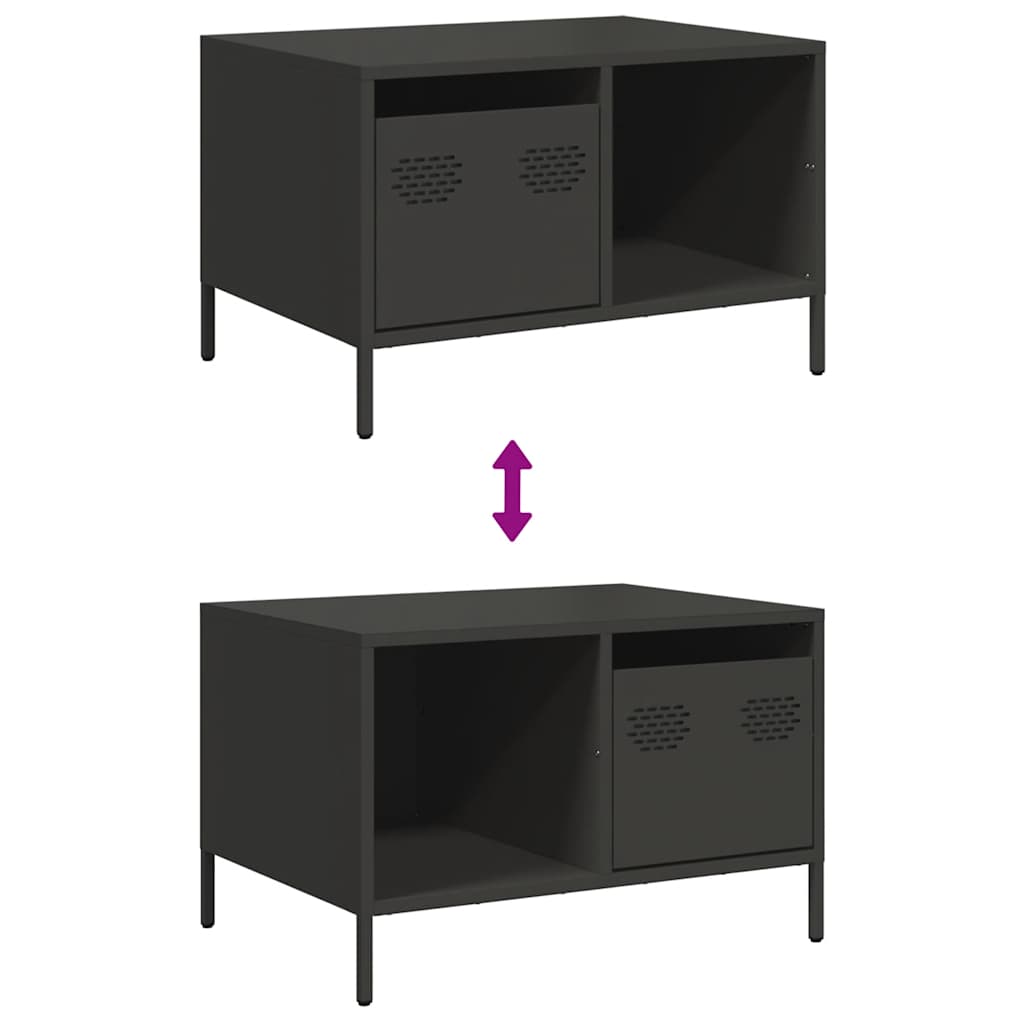 Tavolino Nero 68,5x50x43,5 cm in Acciaio Laminato a Freddo | homemem39