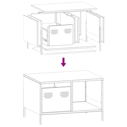 Tavolino Antracite 68,5x50x43,5 cm in Acciaio Laminato a Freddo