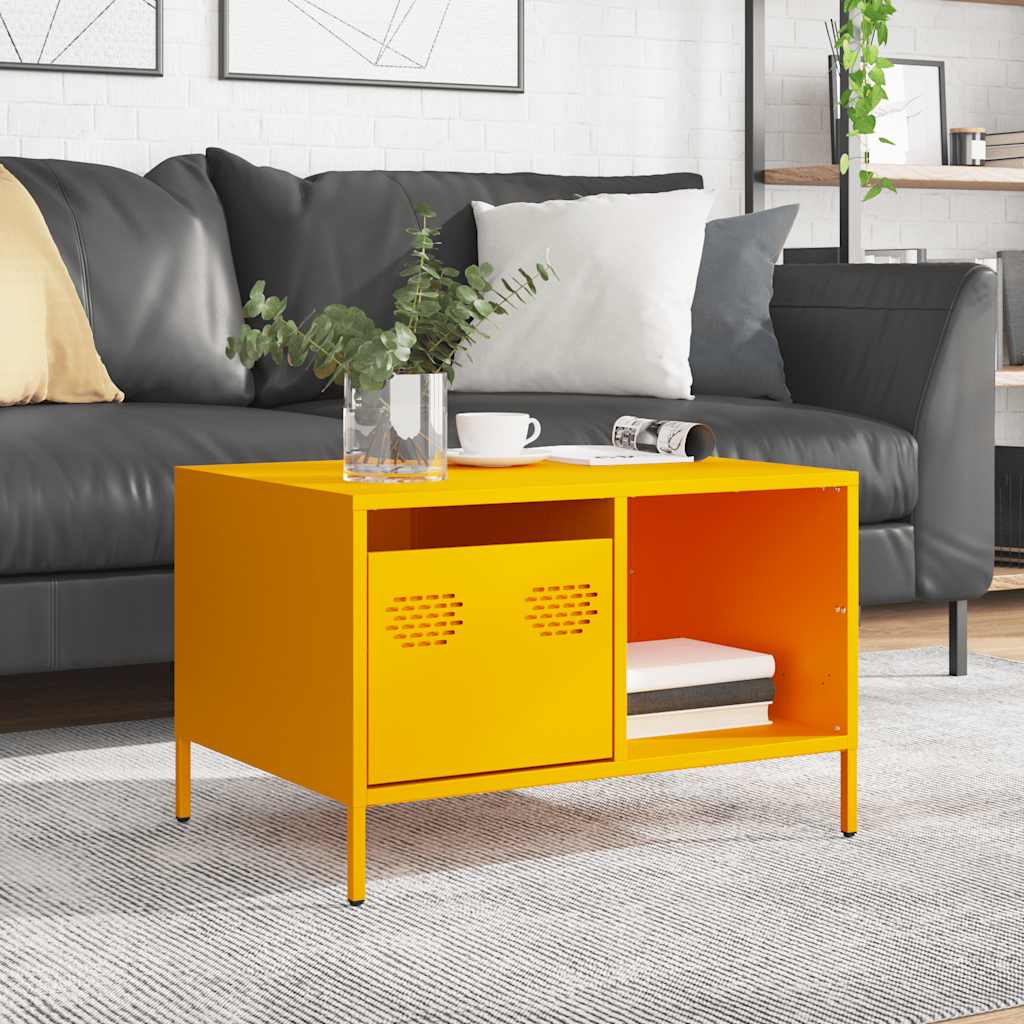 Tavolino Giallo Senape 68,5x50x43,5cm Acciaio Laminato a Freddo | homemem39