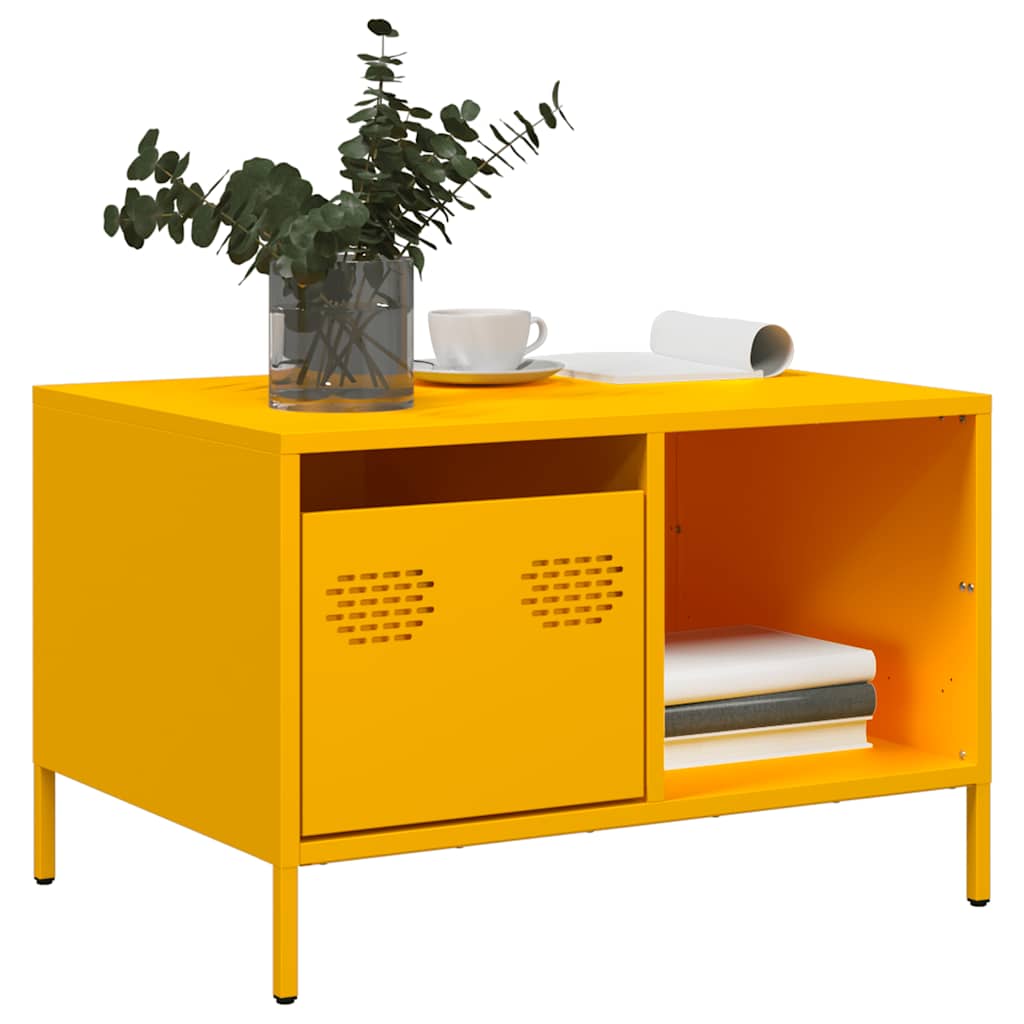 Tavolino Giallo Senape 68,5x50x43,5cm Acciaio Laminato a Freddo | homemem39