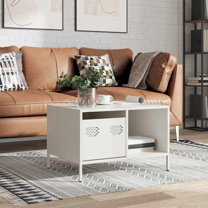 Tavolino Bianco 68,5x50x43,5 cm in Acciaio Laminato a Freddo | homemem39