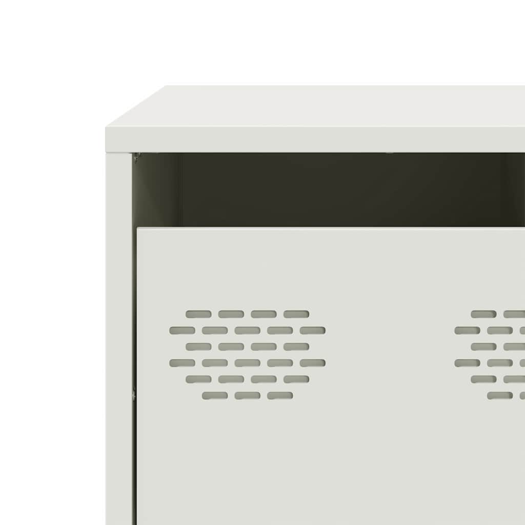 Tavolino Bianco 68,5x50x43,5 cm in Acciaio Laminato a Freddo