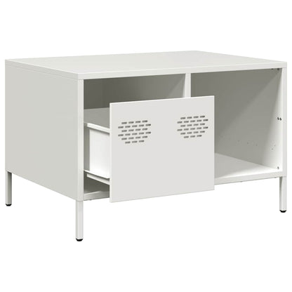 Tavolino Bianco 68,5x50x43,5 cm in Acciaio Laminato a Freddo | homemem39