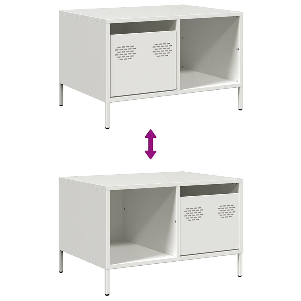 Tavolino Bianco 68,5x50x43,5 cm in Acciaio Laminato a Freddo | homemem39