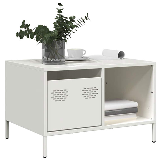 Tavolino Bianco 68,5x50x43,5 cm in Acciaio Laminato a Freddo | homemem39
