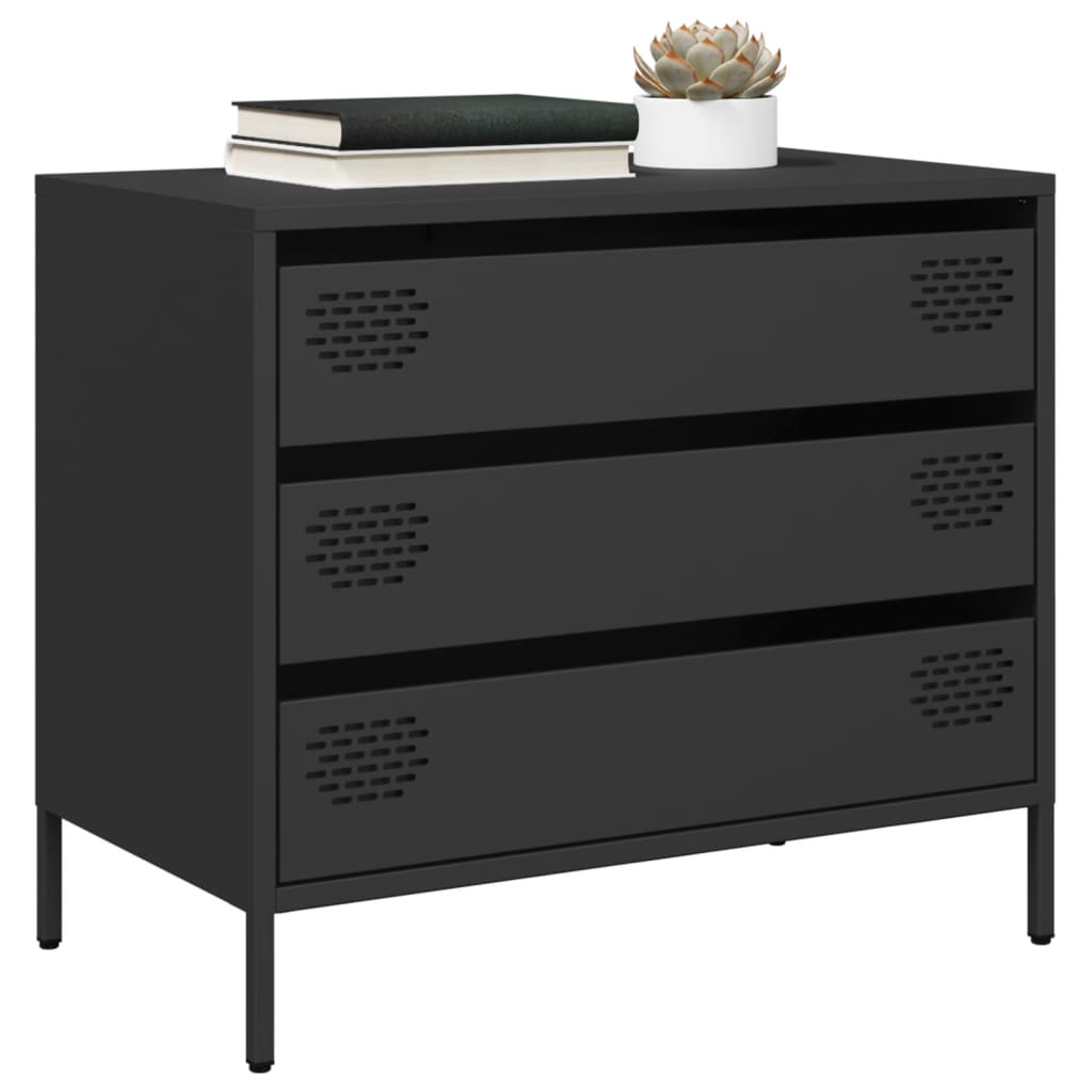 Credenza Nera 68x39x58,5 cm in Acciaio Laminato a Freddo - homemem39