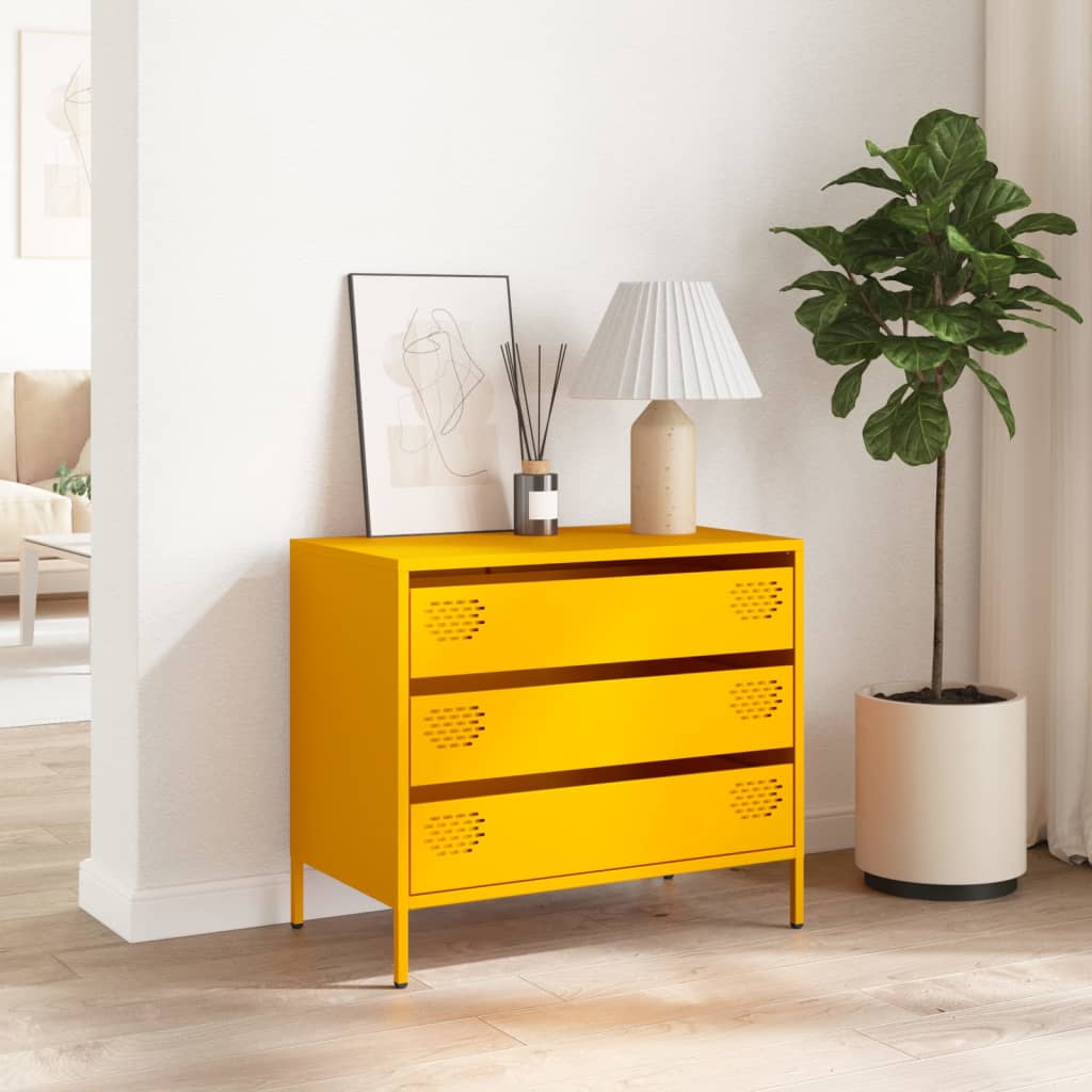 Credenza Giallo Senape 68x39x58,5 cm Acciaio Laminato a Freddo - homemem39
