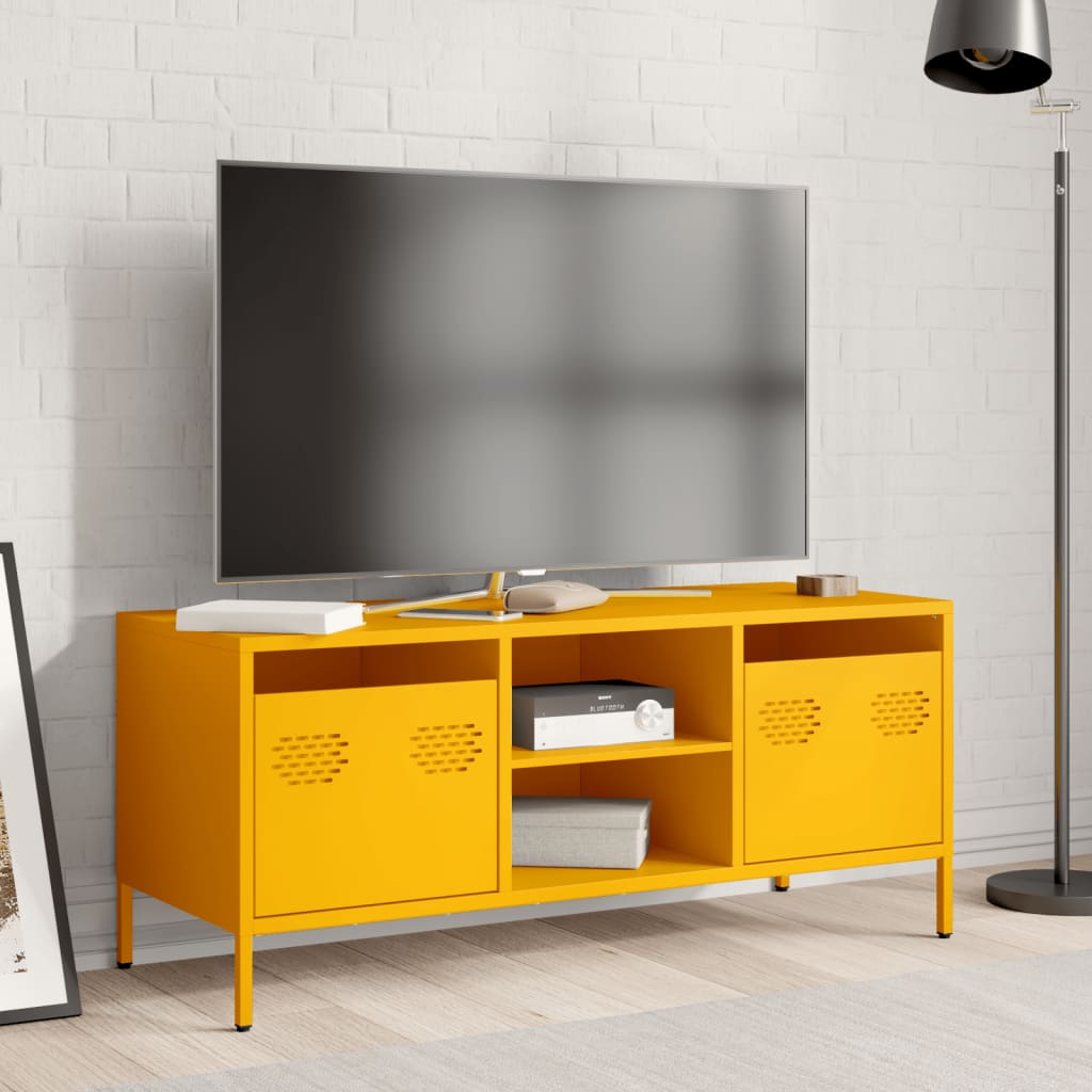 Mobile TV Giallo Senape 101,5x39x43,5 cm in Acciaio - homemem39