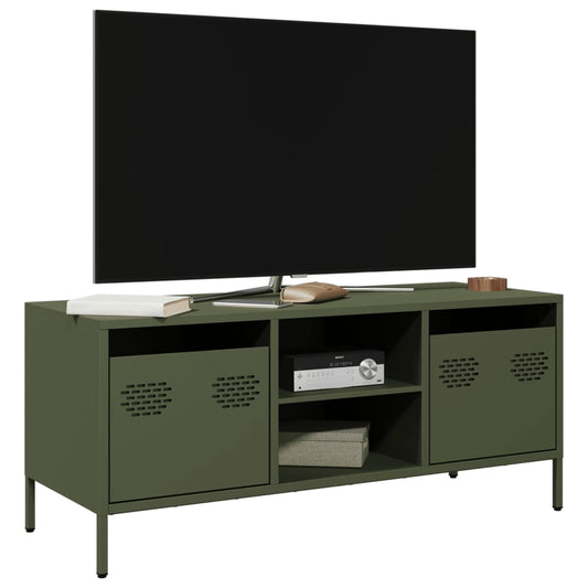 Mobile TV Verde Oliva 101,5x39x43,5cm Acciaio Laminato a Freddo - homemem39
