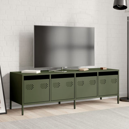 Mobile TV Verde Oliva 135x39x43,5cm Acciaio Laminato a Freddo - homemem39