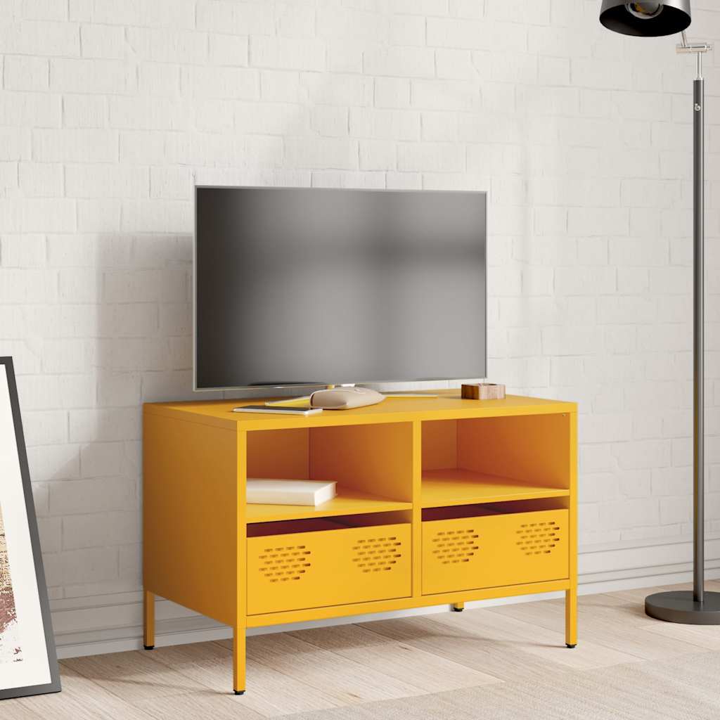Mobile TV Giallo Senape 68x39x43,5cm Acciaio Laminato a Freddo - homemem39