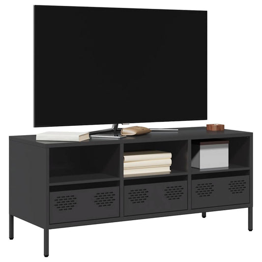 Mobile TV Nero 101,5x39x43,5 cm in Acciaio Laminato a Freddo - homemem39