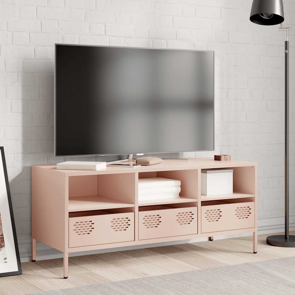 Mobile TV Rosa 101,5x39x43,5 cm in Acciaio Laminato a Freddo - homemem39