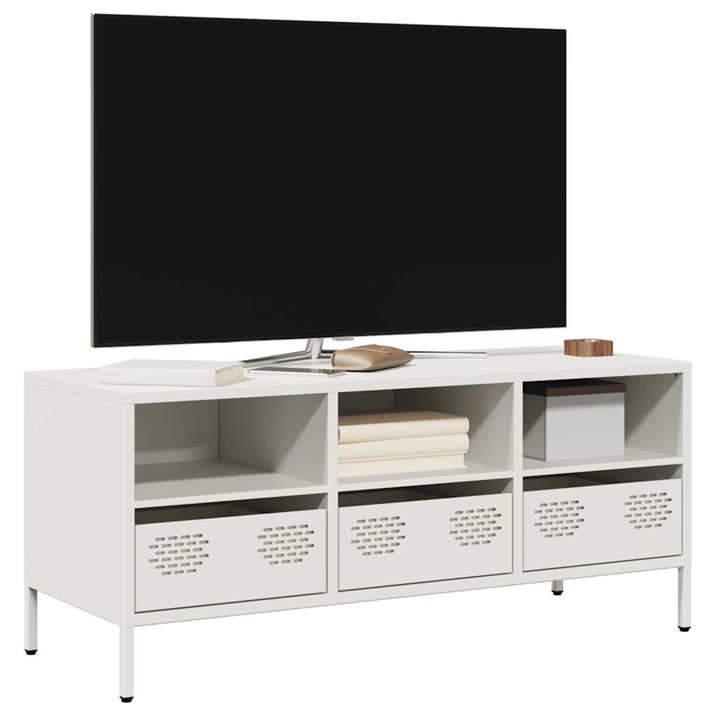 Mobile TV Bianco 101,5x39x43,5 cm in Acciaio Laminato a Freddo - homemem39