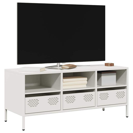 Mobile TV Bianco 101,5x39x43,5 cm in Acciaio Laminato a Freddo - homemem39