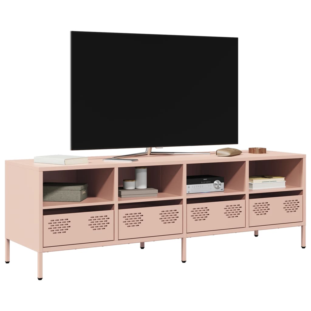Mobile TV Rosa 135x39x43,5 cm in Acciaio Laminato a Freddo - homemem39