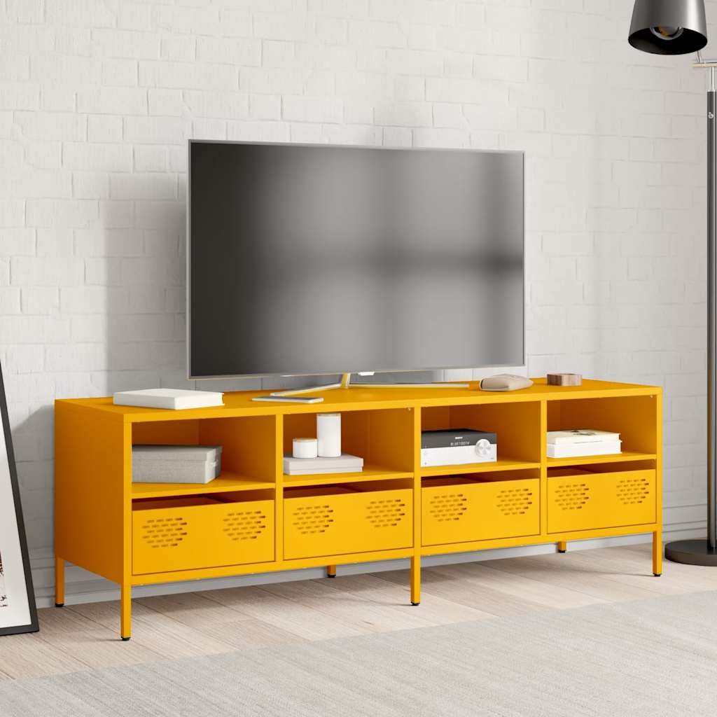 Mobile TV Giallo Senape 135x39x43,5 cm in Acciaio - homemem39
