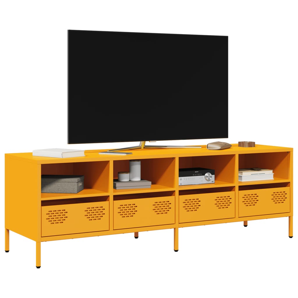 Mobile TV Giallo Senape 135x39x43,5 cm in Acciaio - homemem39