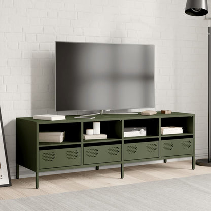 Mobile TV Verde Oliva 135x39x43,5cm Acciaio Laminato a Freddo - homemem39
