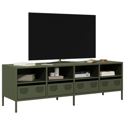 Mobile TV Verde Oliva 135x39x43,5cm Acciaio Laminato a Freddo - homemem39