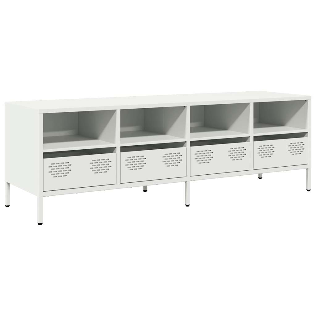 Mobile TV Bianco 135x39x43,5 cm in Acciaio Laminato a Freddo - homemem39