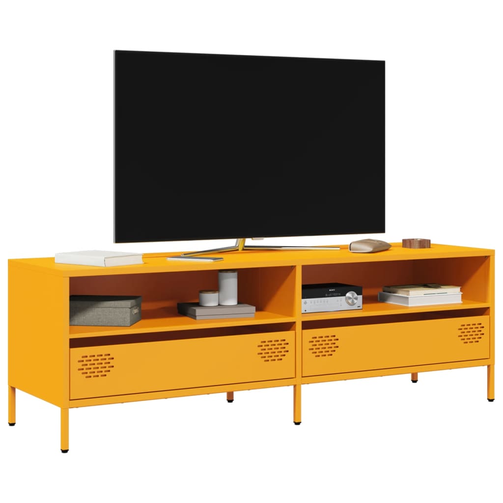 Mobile TV Giallo Senape 135x39x43,5 cm in Acciaio - homemem39