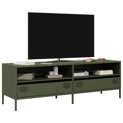 Mobile TV Verde Oliva 135x39x43,5cm Acciaio Laminato a Freddo - homemem39