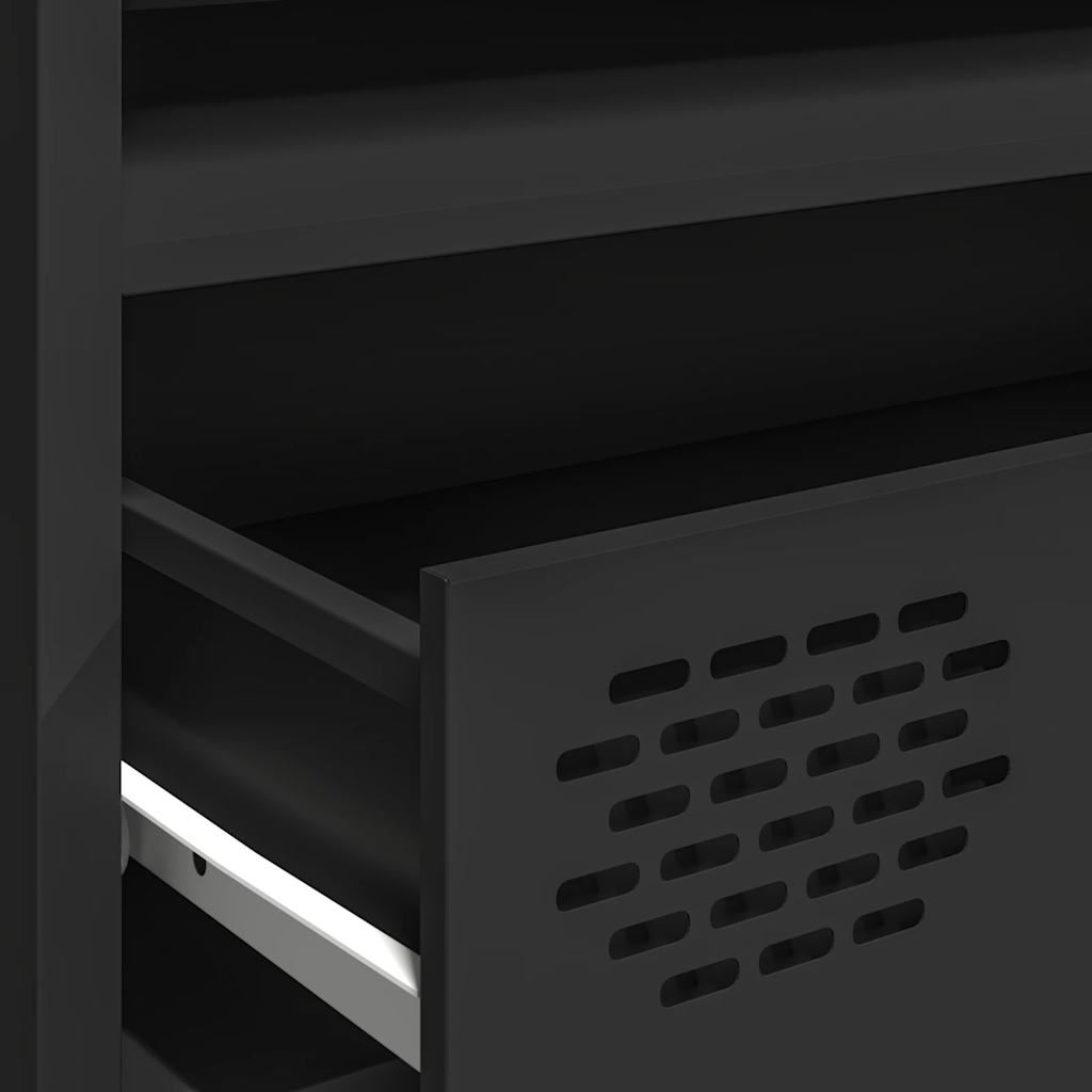 Mobile TV Nero 202x39x43,5 cm in Acciaio Laminato a Freddo - homemem39