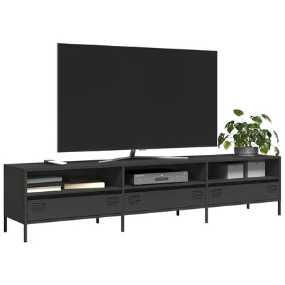 Mobile TV Nero 202x39x43,5 cm in Acciaio Laminato a Freddo - homemem39
