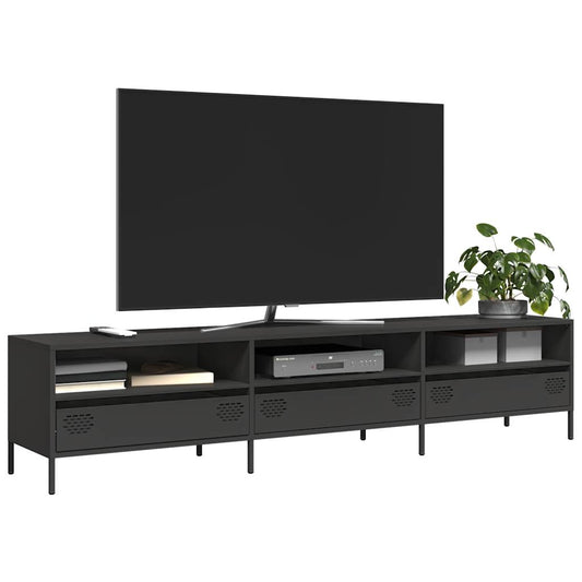 Mobile TV Nero 202x39x43,5 cm in Acciaio Laminato a Freddo - homemem39