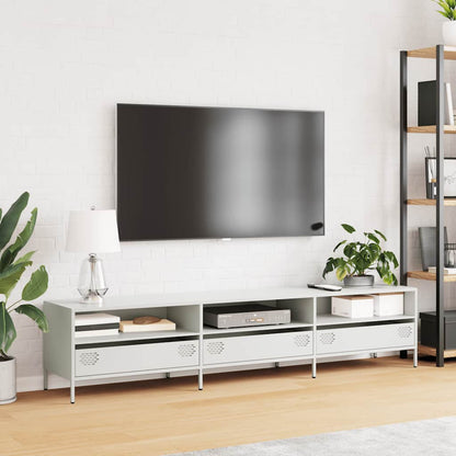 Mobile TV Bianco 202x39x43,5 cm in Acciaio Laminato a Freddo - homemem39