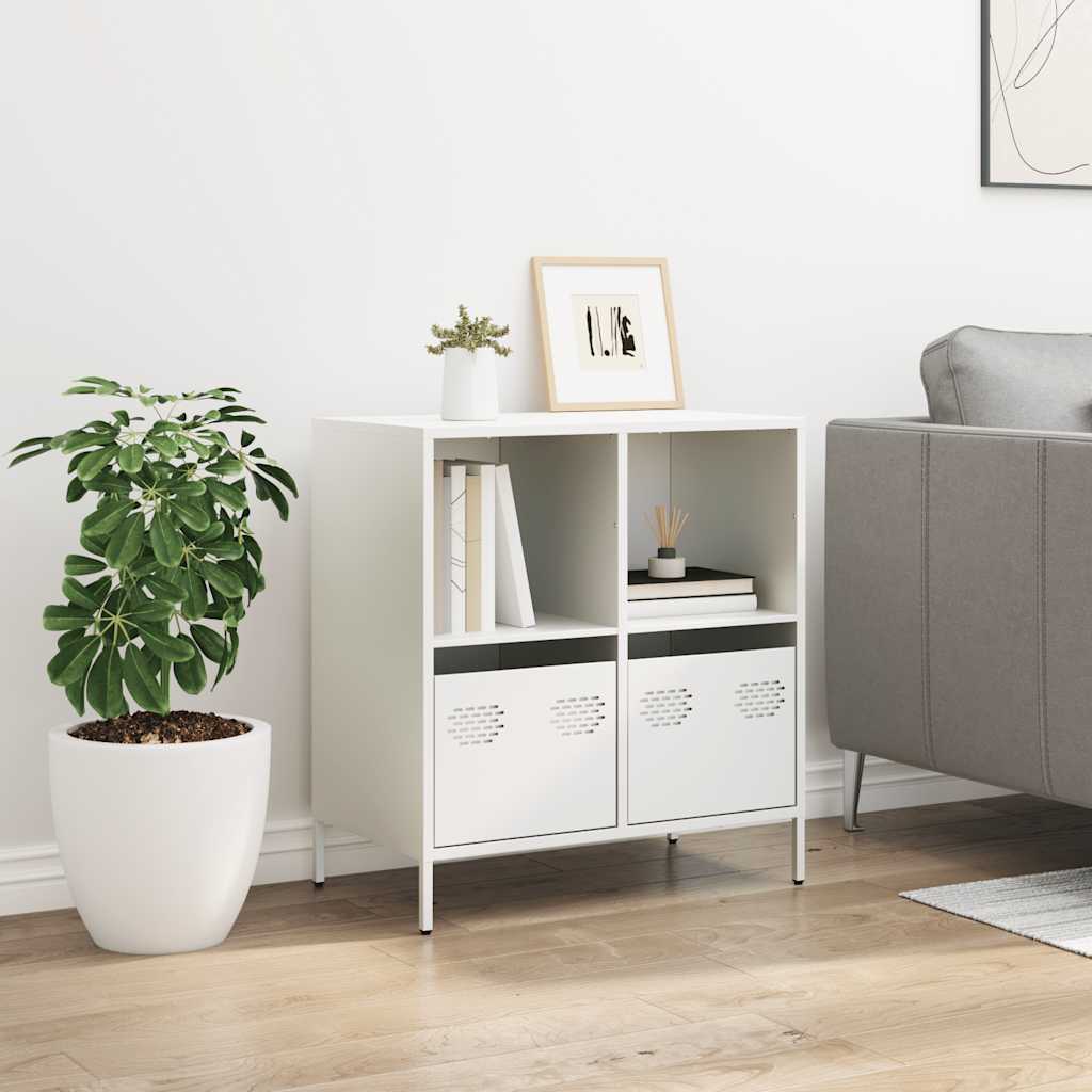 Credenza Bianca 68x39x73,5 cm in Acciaio Laminato a Freddo - homemem39