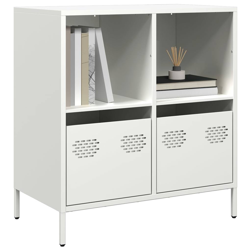 Credenza Bianca 68x39x73,5 cm in Acciaio Laminato a Freddo - homemem39