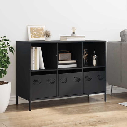 Credenza Nera 101,5x39x73,5 cm in Acciaio Laminato a Freddo - homemem39